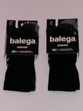 2 Pack - Balega Enduro Medium Cushion Unisex Crew Socks Women's Small NWT Black